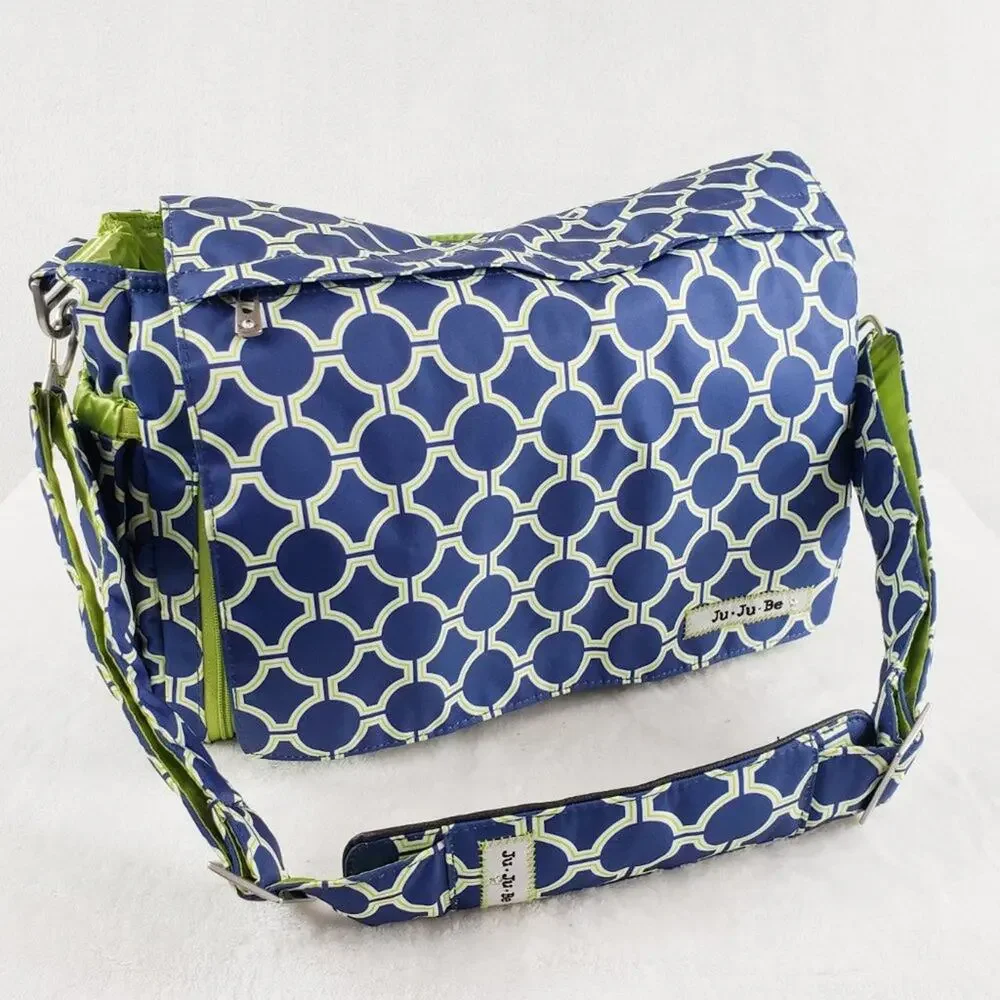 Ju-Ju-Be Diaper Bag Better Be in Royal Envy Blue White Multi Pocket Adjustable